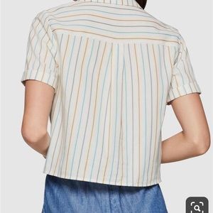 BCBG Generation Cotton Stripe Twist Front shirt